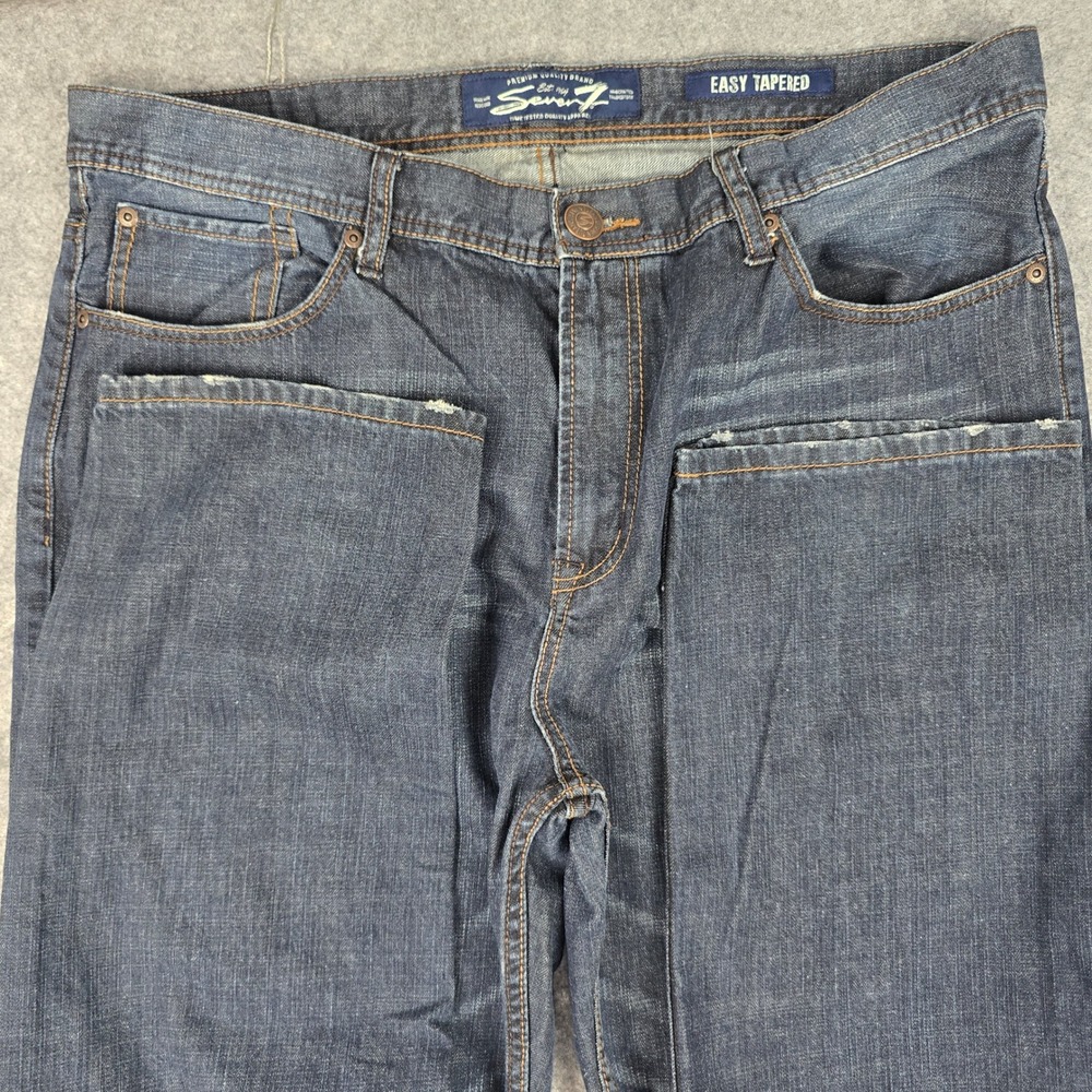 Seven7 Men's Easy Tapered Jeans 40x31 Dark Wash Whiskered 100% Cotton